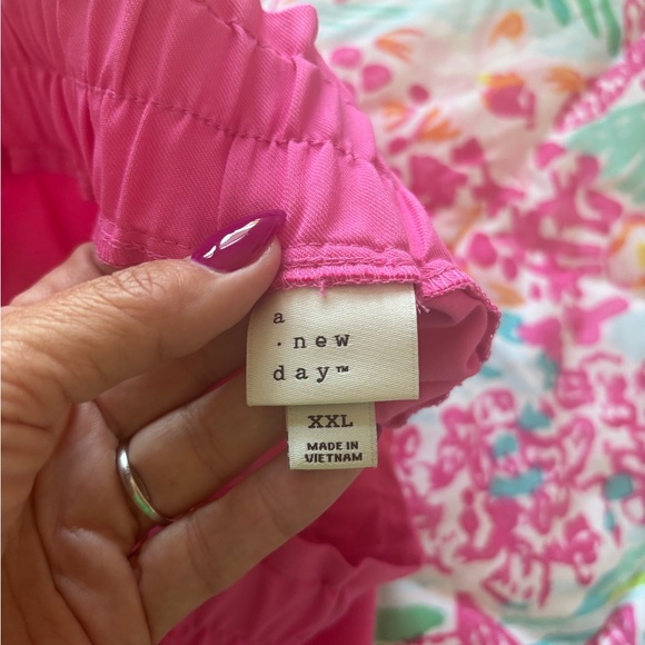 Bright Pink Elastic Waist Pants - Picture 2 of 2